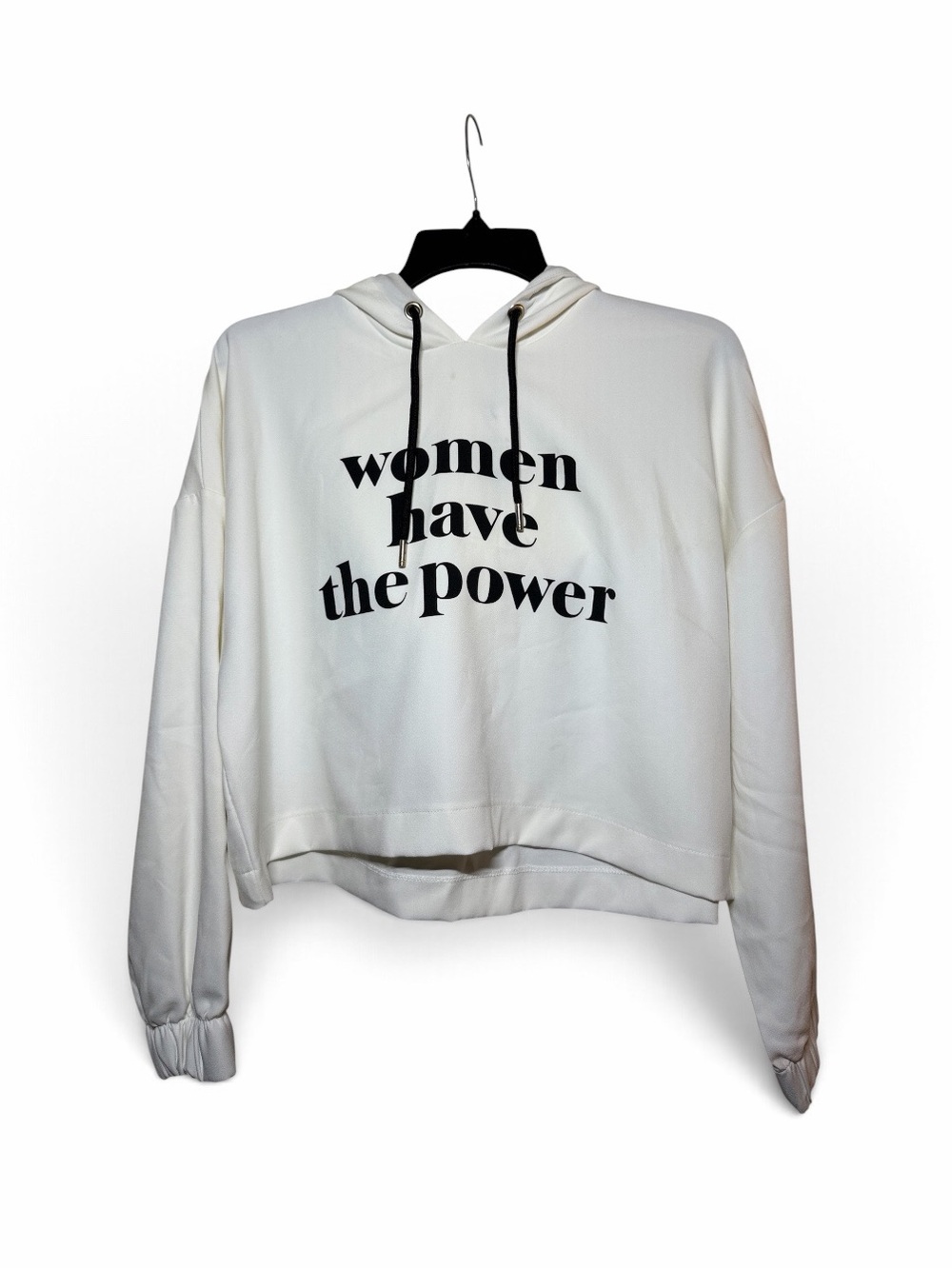 Zara White Cropped Hoodie with Slogan NWT